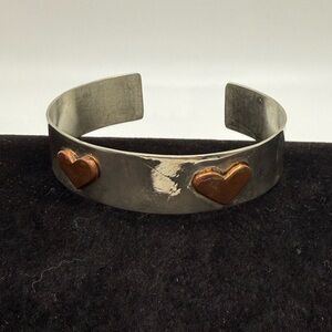 Silver and copper hearts bracelet